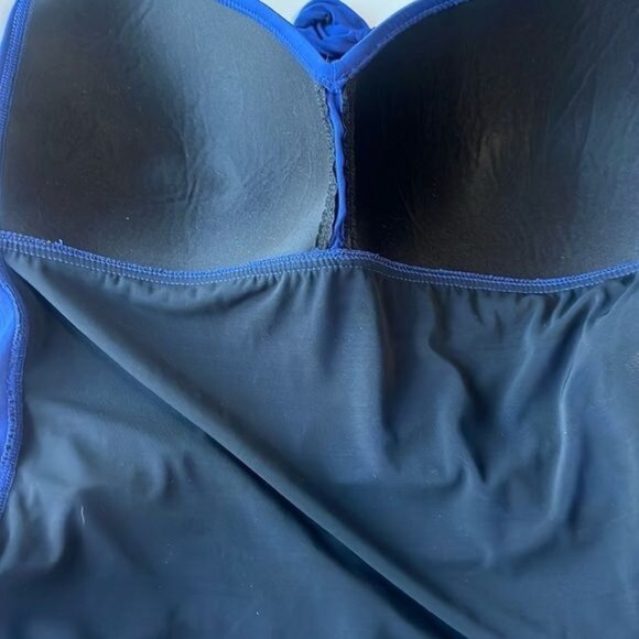 Liz Claiborne Womens Halter One-Piece Swimsuit Size 24W Royal Blue Nylon Blend - Picture 7 of 11